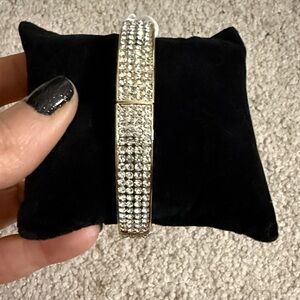 Elegant Park Lane Silver Crystal stretch bangle